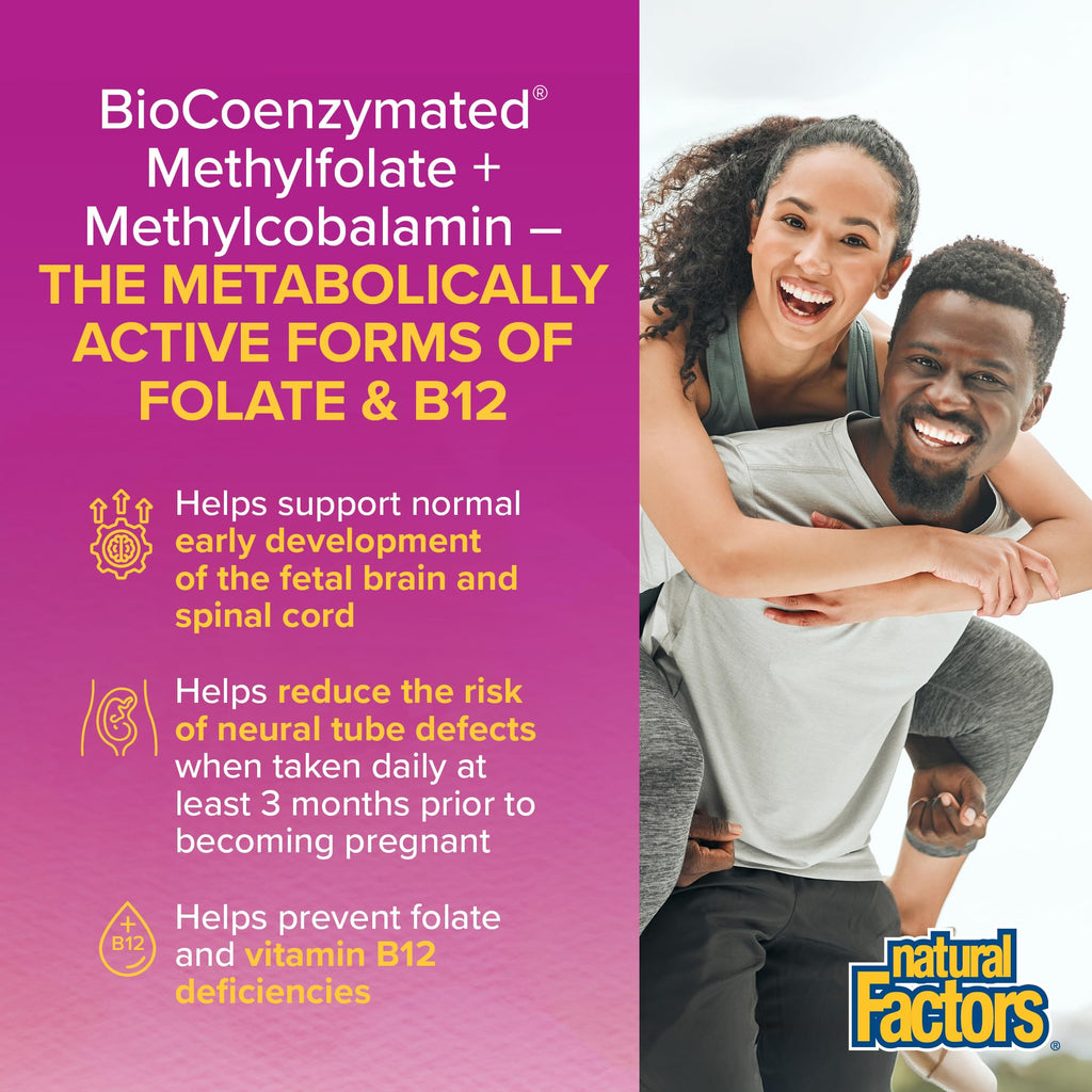 Natural Factors Methylfolate 1 mg Methylcobalamin B12 50 mcg 60 CT