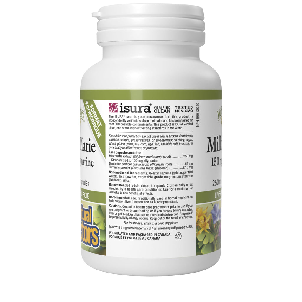 Natural Factors Milk Thistle 250 mg/150 mg Silymarin, 120 Capsules, Helps Support Liver Function, Plus Dandelion Root & Turmeric, Proudly Canadian