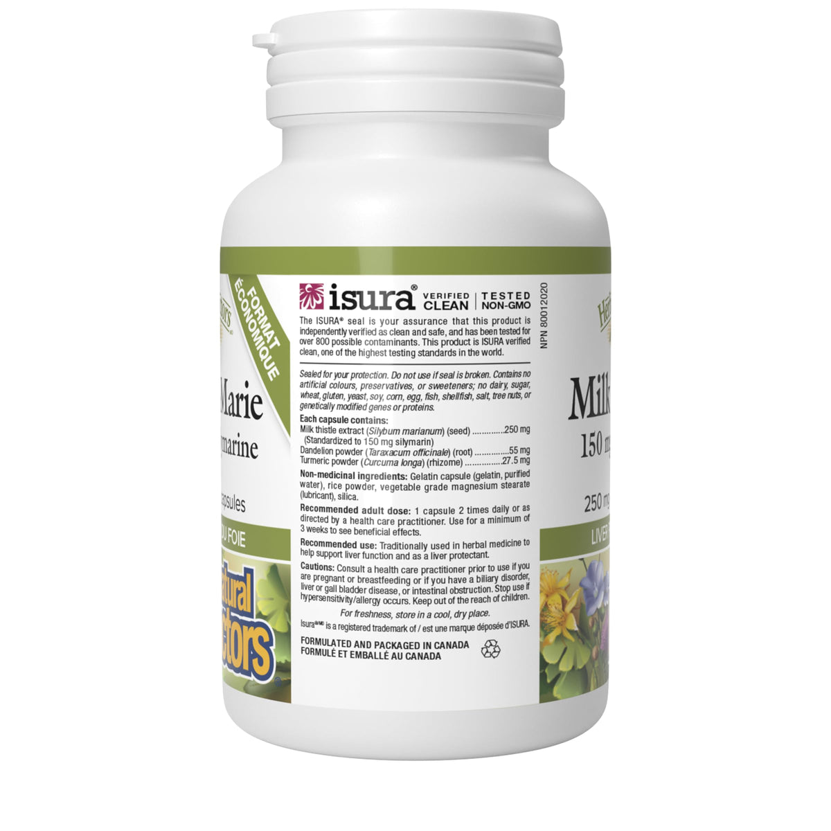 Natural Factors Milk Thistle 250 mg/150 mg Silymarin, 120 Capsules, Helps Support Liver Function, Plus Dandelion Root & Turmeric, Proudly Canadian