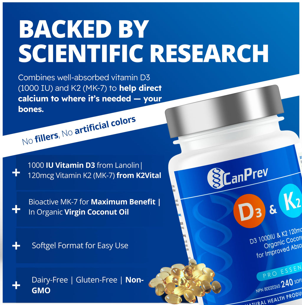 CanPrev D3 & K2 - Organic Coconut Oil l Helps Build And Maintain Bone Health l With Vitamin D3 & K2