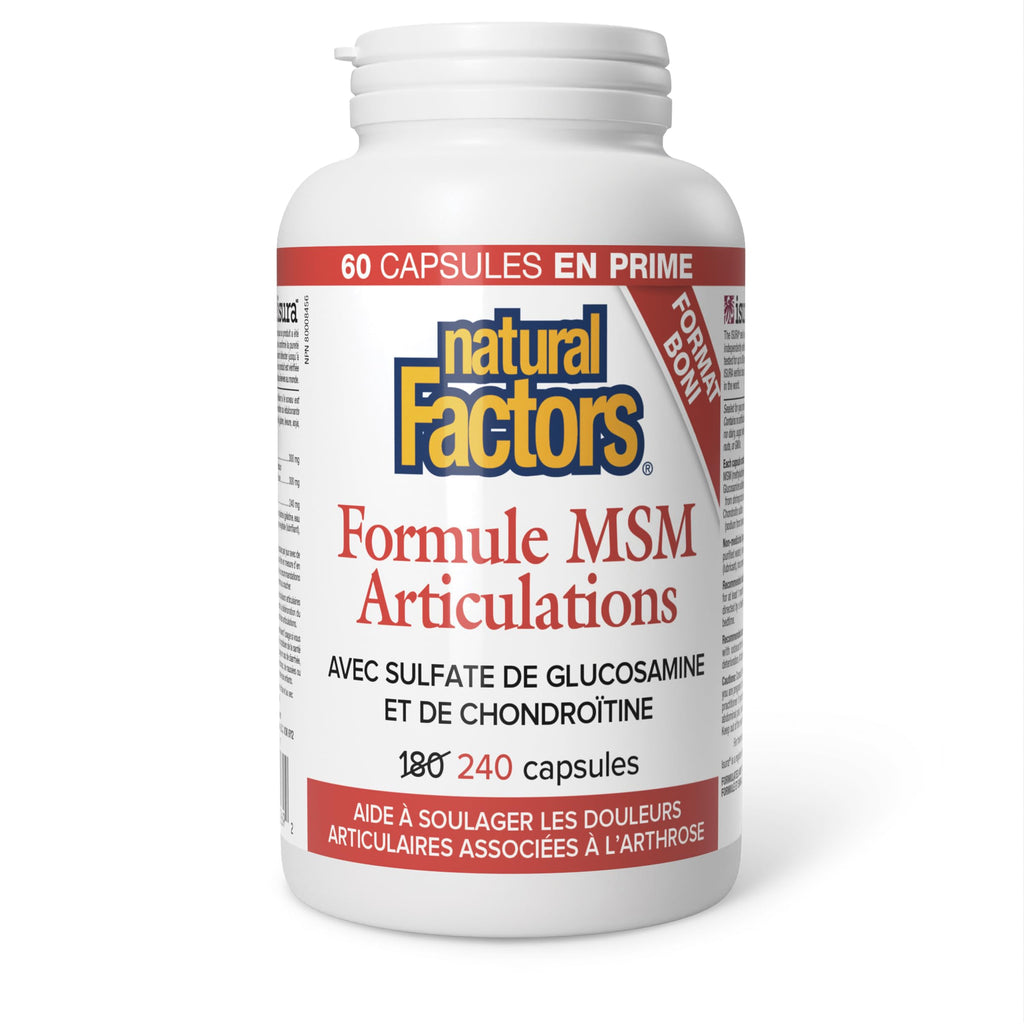 NATURAL FACTORS MSM Supplements Joint Formula, 240 Capsules