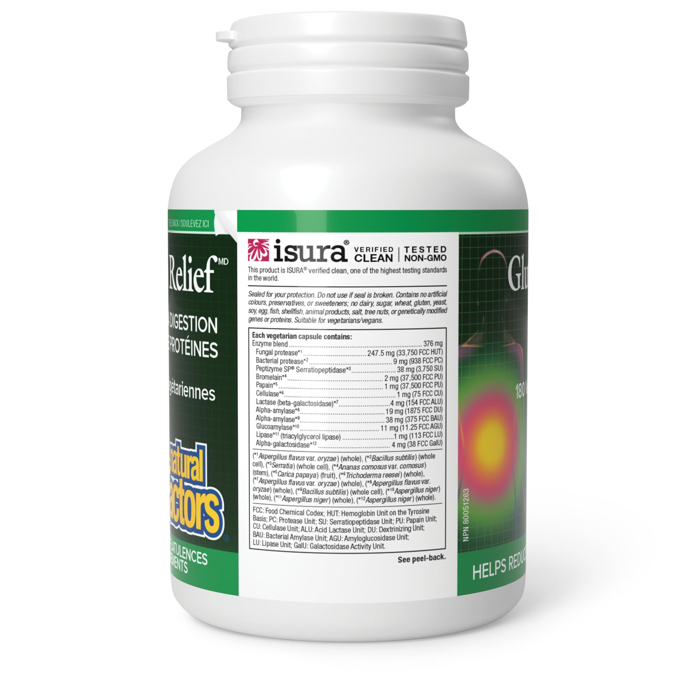 Natural Factors Gluten Relief Digestive Enzyme, Enzyme Complex with Bromelain for Supporting Digestion of Gluten & Dairy Products, Relieves Gas & Bloating, Vegetarian, Non-GMO, Proudly Canadian