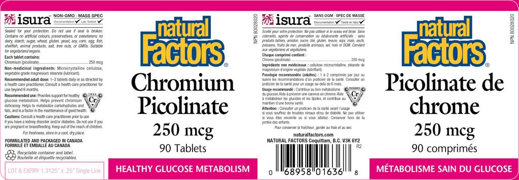 Natural Factors Chromium Picolinate 250mcg 90 Tablets