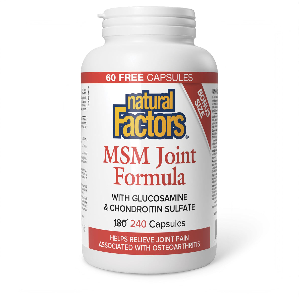 NATURAL FACTORS MSM Supplements Joint Formula, 240 Capsules