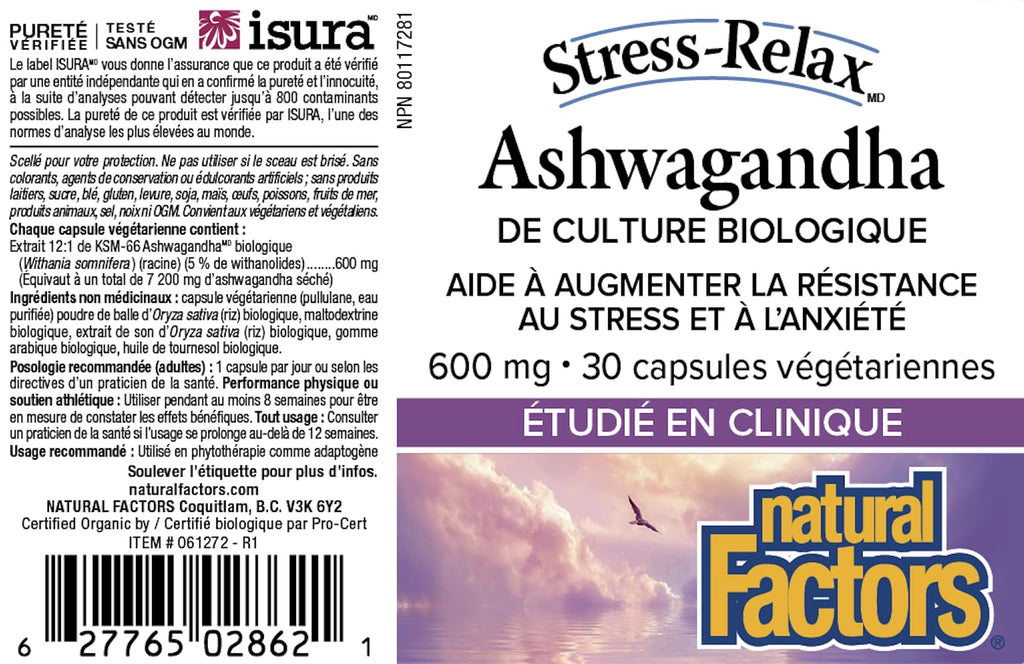 Natural Factors Stress Relax KSM-66 Ashwagandha Supplements 30 Veg Caps