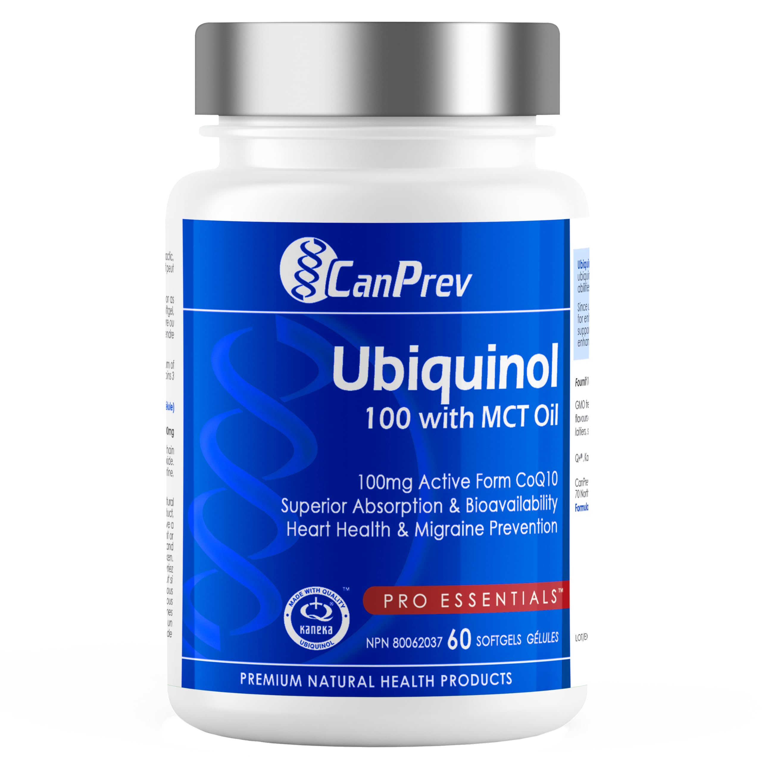 CanPrev Ubiquinol 100mg with MCT Oil, 60 Softgels, 2-Month Supply, CoQ10 Supplement for Heart & Cardiovascular Support, Enhanced Absorption, Non-GMO & Gluten Free, Coenzyme Q10 for Energy & Vitality