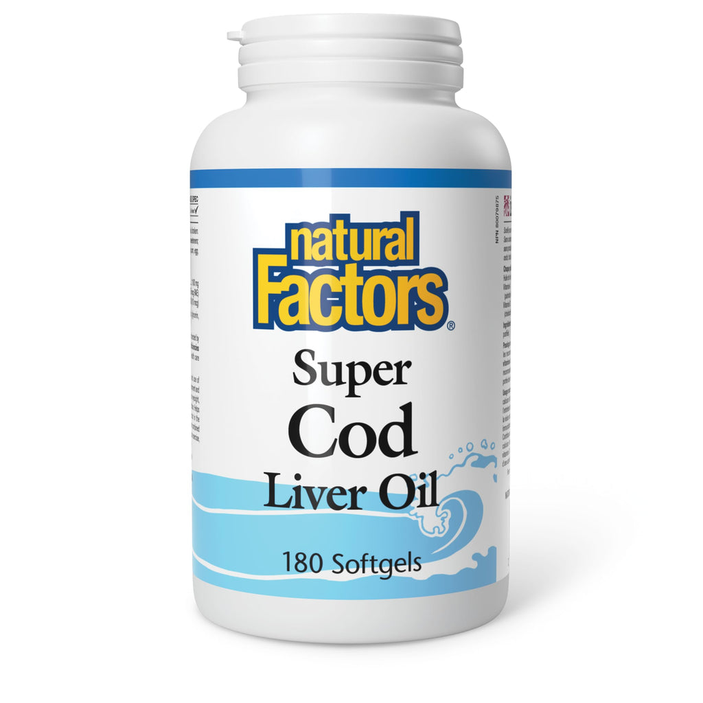 Natural Factors Super Cod Liver Oil Capsules 1100 mg 180 Softgels
