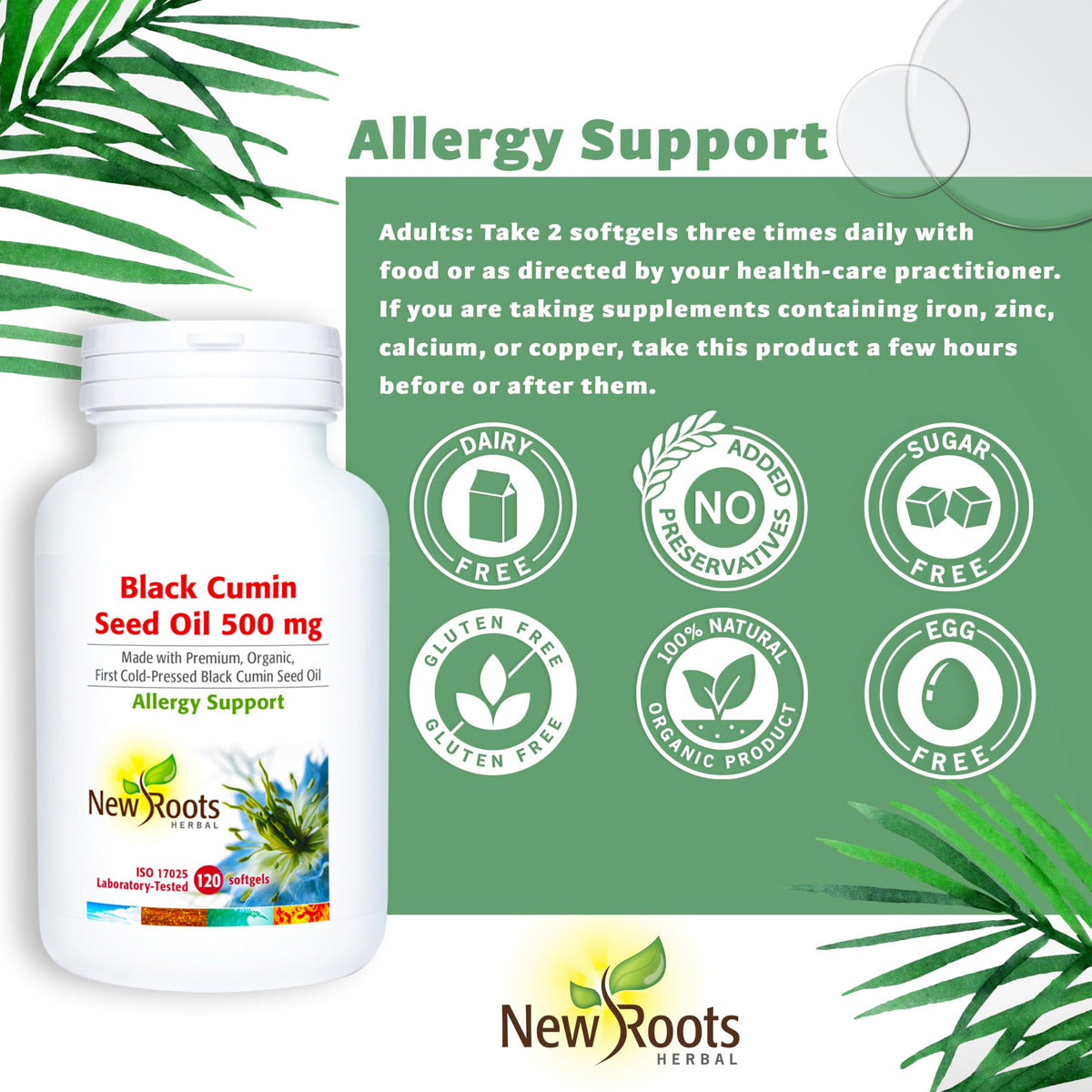 New Roots Herbal - Black Cumin Seed Oil - Nigella Sativa Black Cumin Seed Oil Organic Cold Pressed - Relieves Sneezing, Itchy Eyes, Stuffy Nose and Nasal Congestion