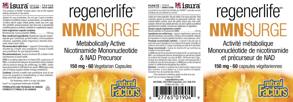 Natural Factors Regenerlife NMN SURGE 150mg 60 Vegetarian Capsules