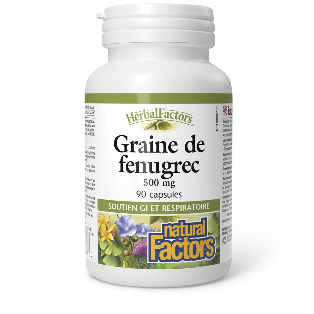 Natural Factors Fenugreek Seed Supplements 500mg, 90 Capsules