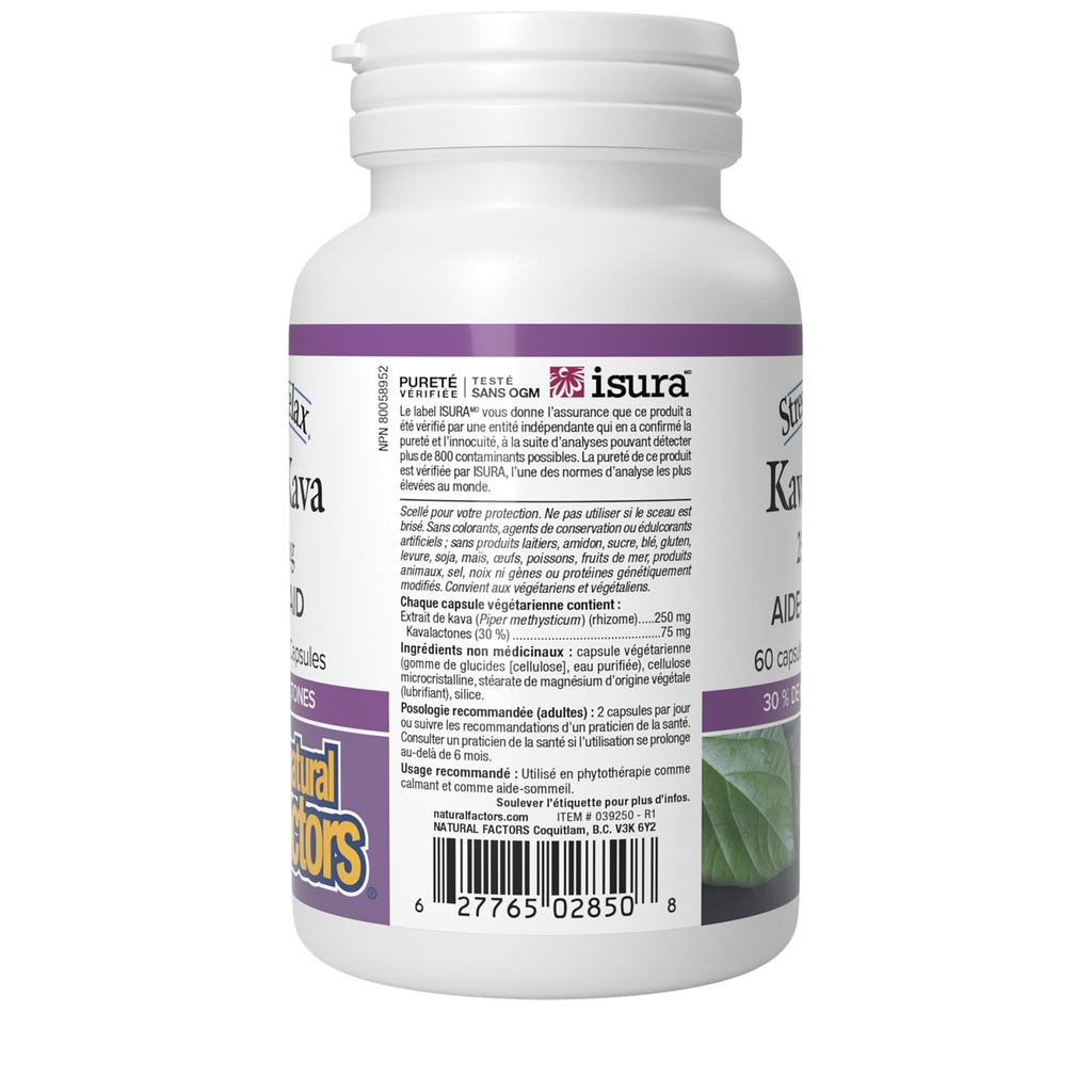 Natural Factors Stress Relax Kava Kava 250mg 60 Vegetarian Capsules