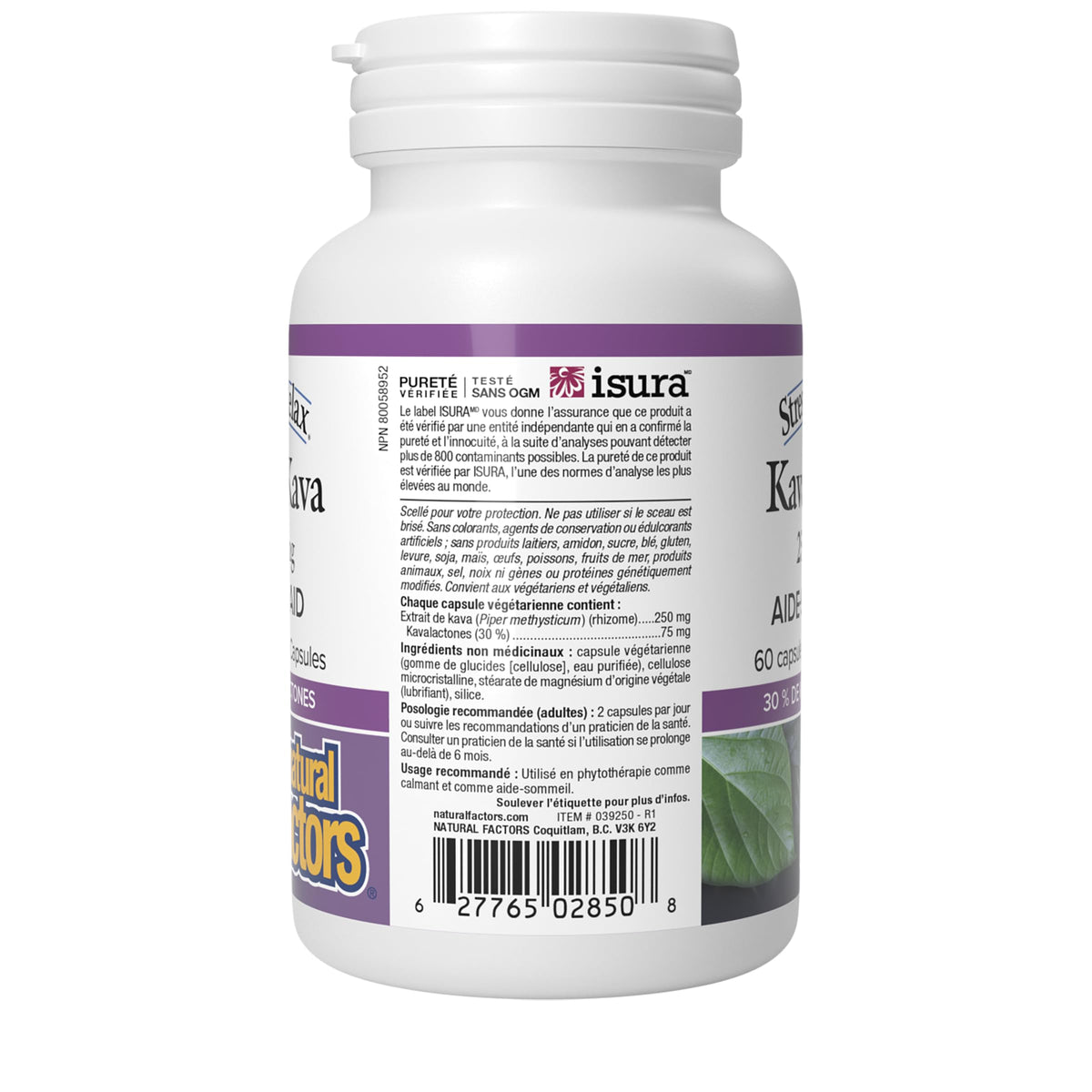 Natural Factors Stress Relax Kava Kava 250mg 60 Vegetarian Capsules