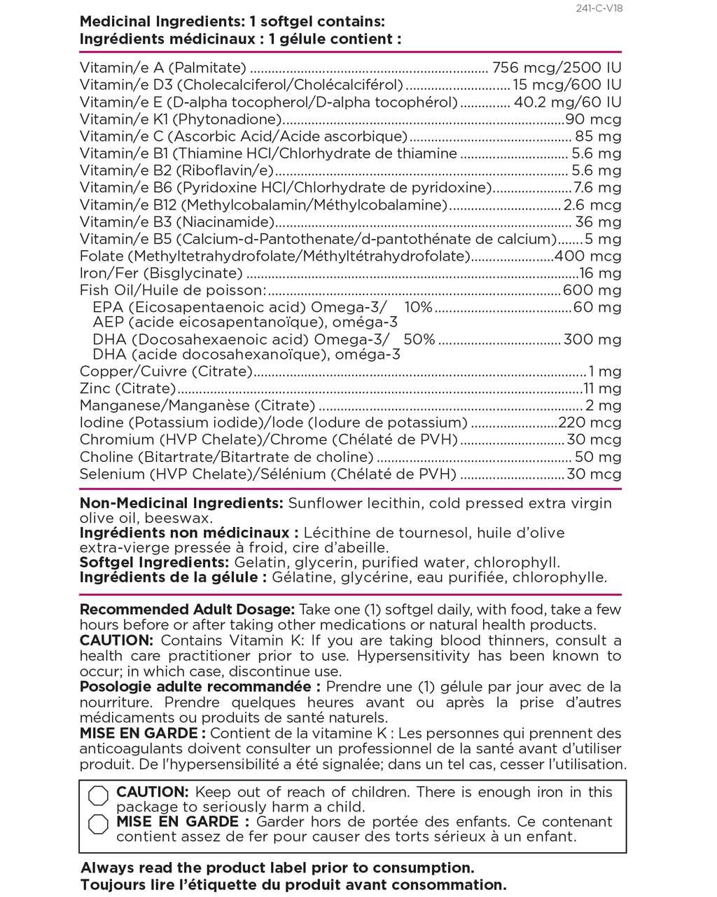 Platinum Naturals - Prenatal Easymulti | Once a day | Enriched with DHA
