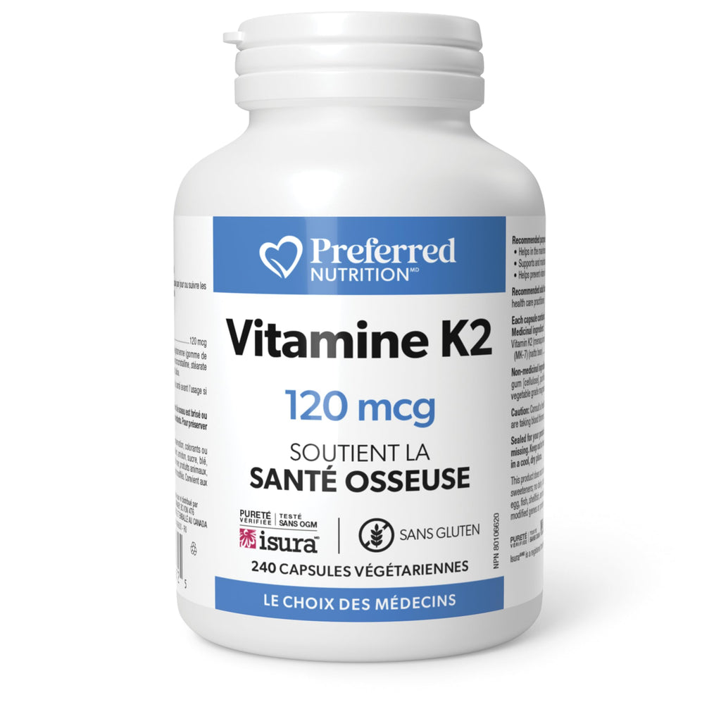 Preferred Nutrition Vitamin K2 Supplement, 120mcg 240 Vegetarian Capsules