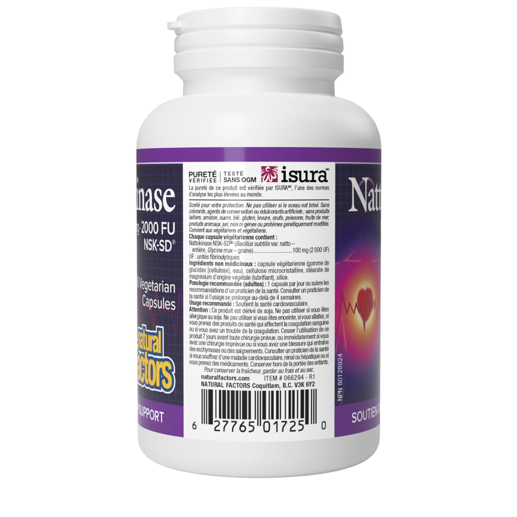 Natural Factors Nattokinase Supplement 100mg-2000 FU, 60 Veg Caps