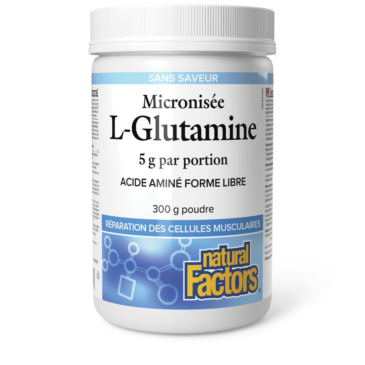 Natural Factors Micronized L Glutamine, 5g per Serving, 300g Powder