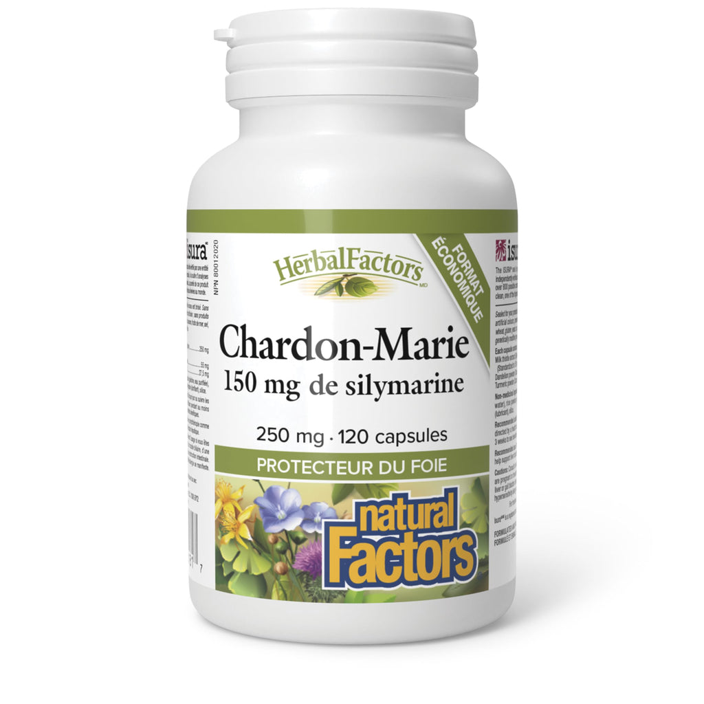 Natural Factors Milk Thistle 250 mg/150 mg Silymarin, 120 Capsules, Helps Support Liver Function, Plus Dandelion Root & Turmeric, Proudly Canadian