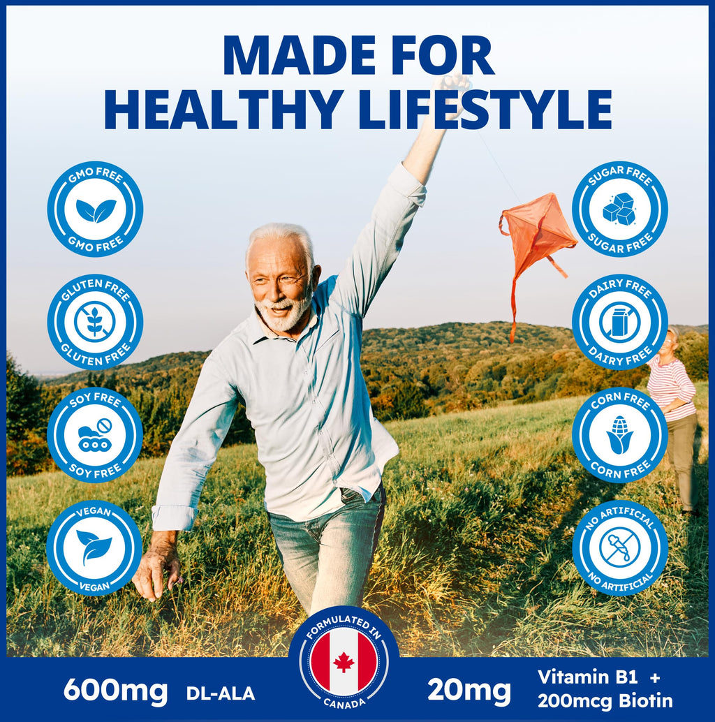 CanPrev Alpha Lipoic Acid 600mg Capsules - 60 Vegan Capsules, 60-Day Supply - Helps to Promote Healthy Glucose Metabolism with Thiamine - Provides Antioxidants for the Maintenance of Good Health