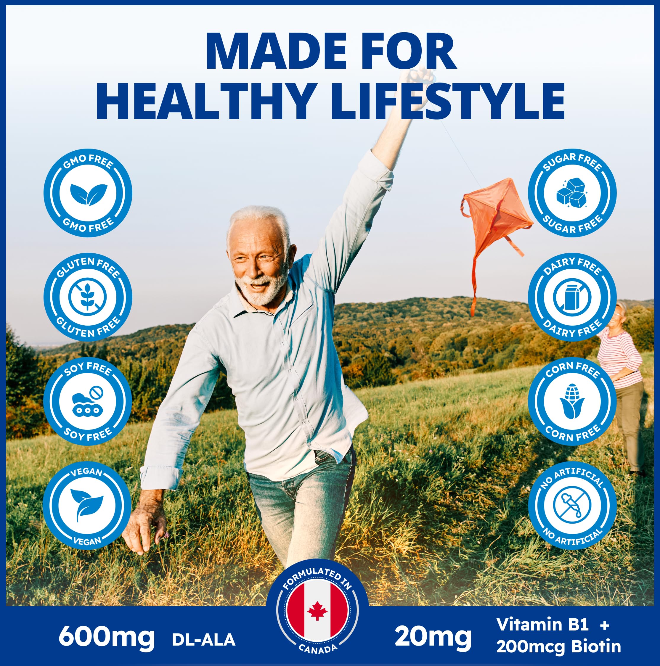 CanPrev Alpha Lipoic Acid 600mg Capsules - 60 Vegan Capsules, 60-Day Supply - Helps to Promote Healthy Glucose Metabolism with Thiamine - Provides Antioxidants for the Maintenance of Good Health