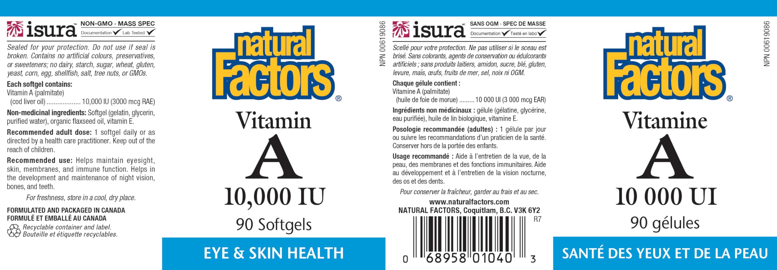 Natural Factors Vitamin A 10,000 IU 90 Softgels