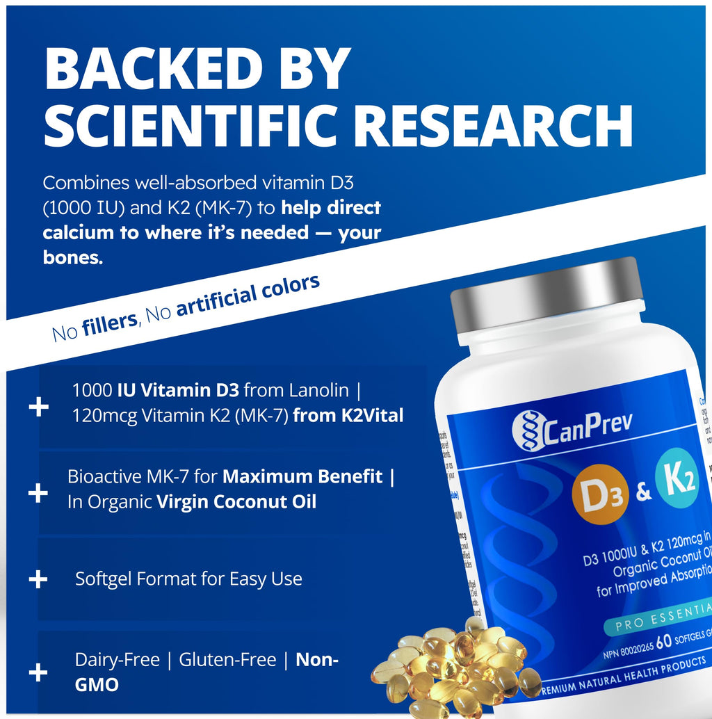 CanPrev D3 & K2 - Organic Coconut Oil l Helps Build And Maintain Bone Health l With Vitamin D3 & K2