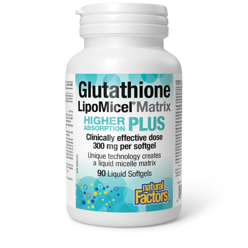Natural Factors Glutathione Supplements LipoMicel Matrix, 300mg 90 Softgels