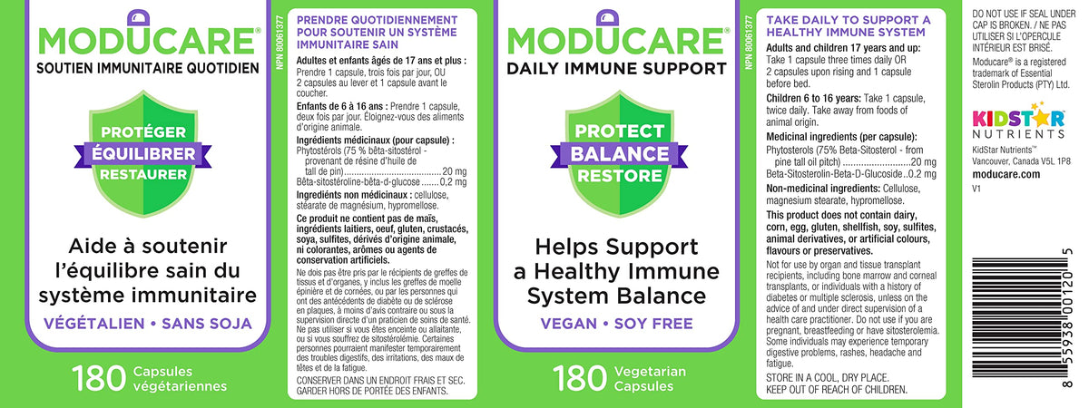 Moducare Daily Immune Support 180 Vegetarian Capsules Helps Support a Healthy Immune System Balance 180 Count (Pack of 1)