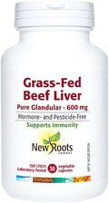 New Roots Herbal Grass-Fed Beef Liver 600mg, 30 Veg Capsules - Pure Glandular Supplement from New Zealand Cattle - Nutrient-Dense Source of Vitamins & Minerals - Non-GMO, Made in Canada