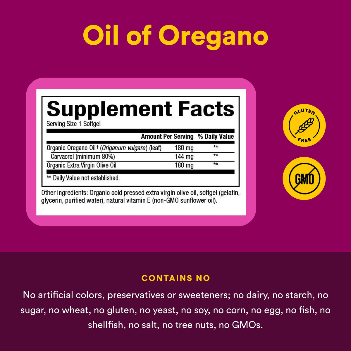 Natural Factors - Oil of Oregano 180mg, 60 Softgels