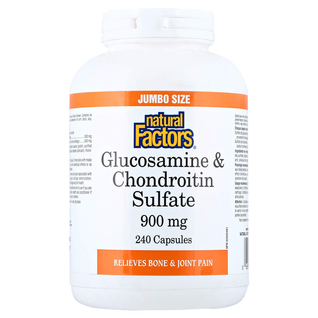 Natural Factors - Glucosamine & Chondroitin Sulfate 900mg, 240 Caps