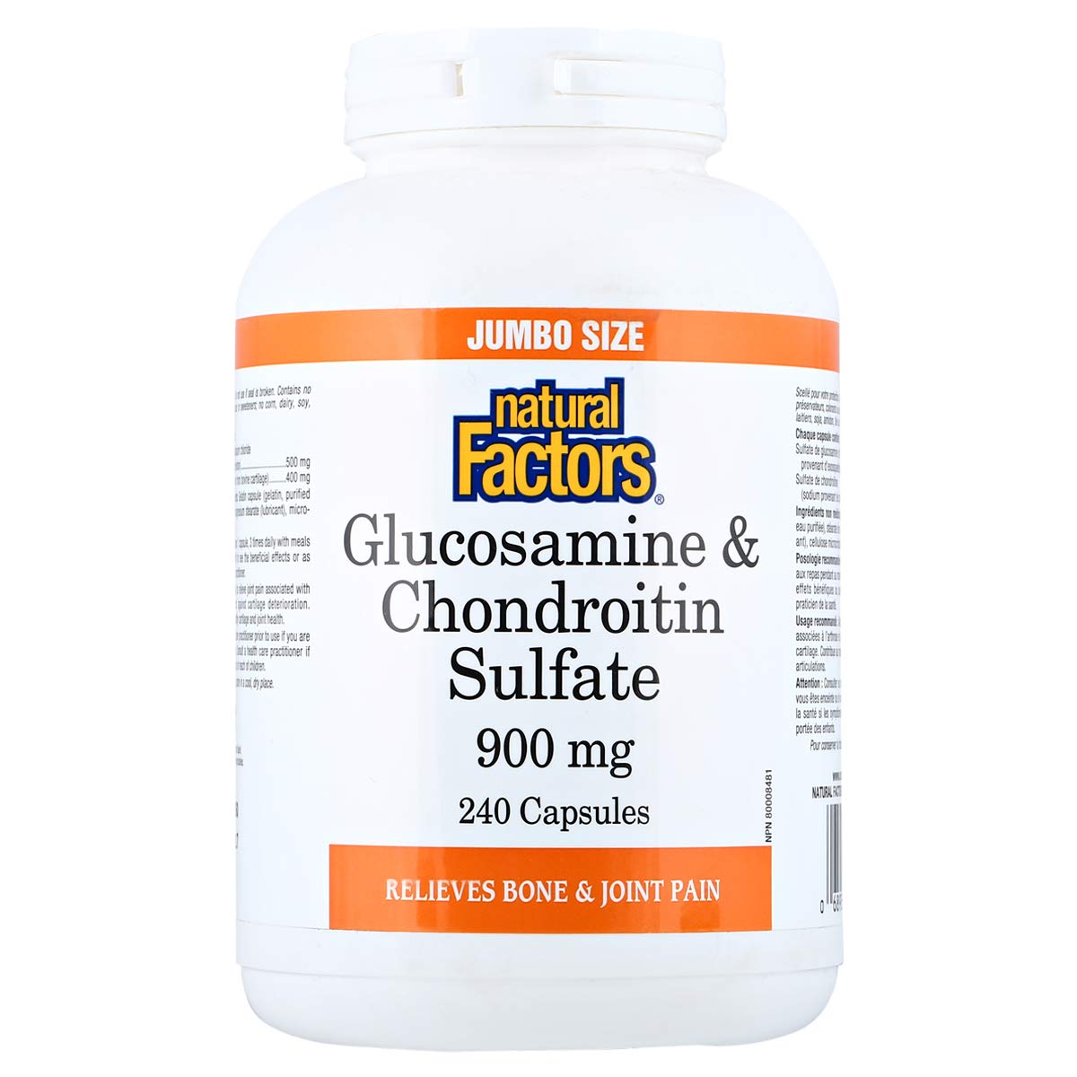 Natural Factors - Glucosamine & Chondroitin Sulfate 900mg, 240 Caps