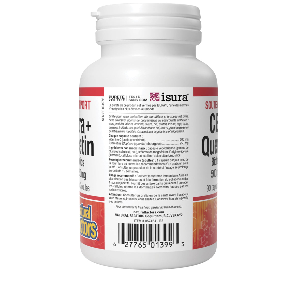 Natural Factors Vitamin C 500 mg + Quercetin Supplement 250 mg 90 CT