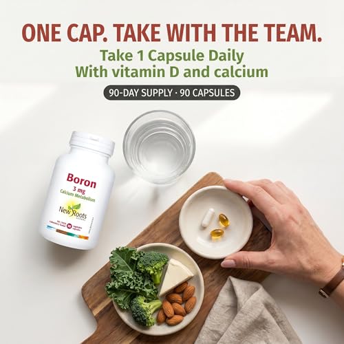 New Roots Herbal Boron 3mg Supplement, Helps Maintain Healthy Calcium Metabolism, Bone Integrity & Mineral Support, 90 Veg Capsules, 90-Day Supply
