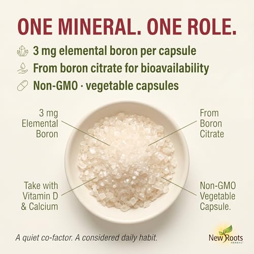 New Roots Herbal Boron 3mg Supplement, Helps Maintain Healthy Calcium Metabolism, Bone Integrity & Mineral Support, 90 Veg Capsules, 90-Day Supply