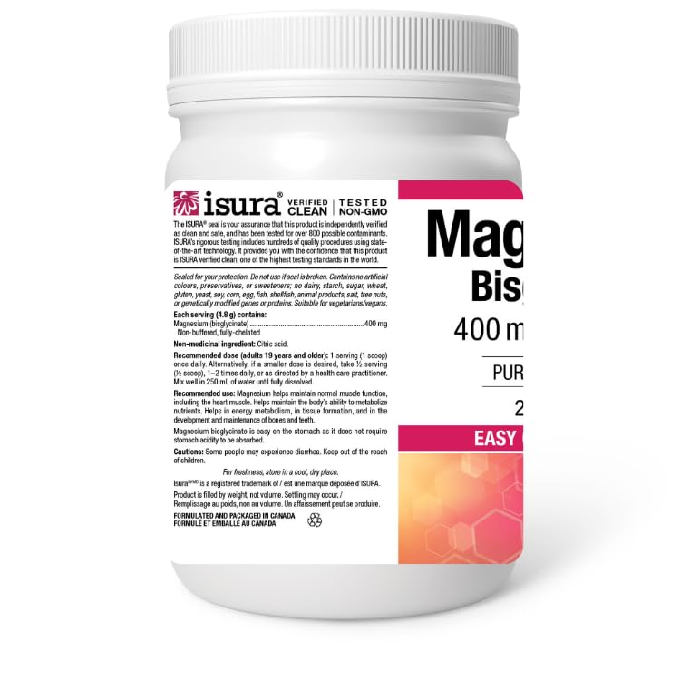 Natural Factors Magnesium Bisglycinate 400mg, 230g = 48 Day Supply