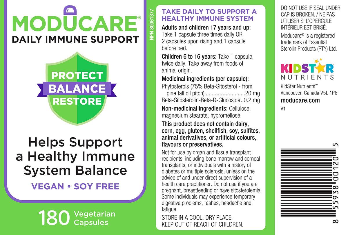 Moducare Daily Immune Support 180 Vegetarian Capsules Helps Support a Healthy Immune System Balance 180 Count (Pack of 1)