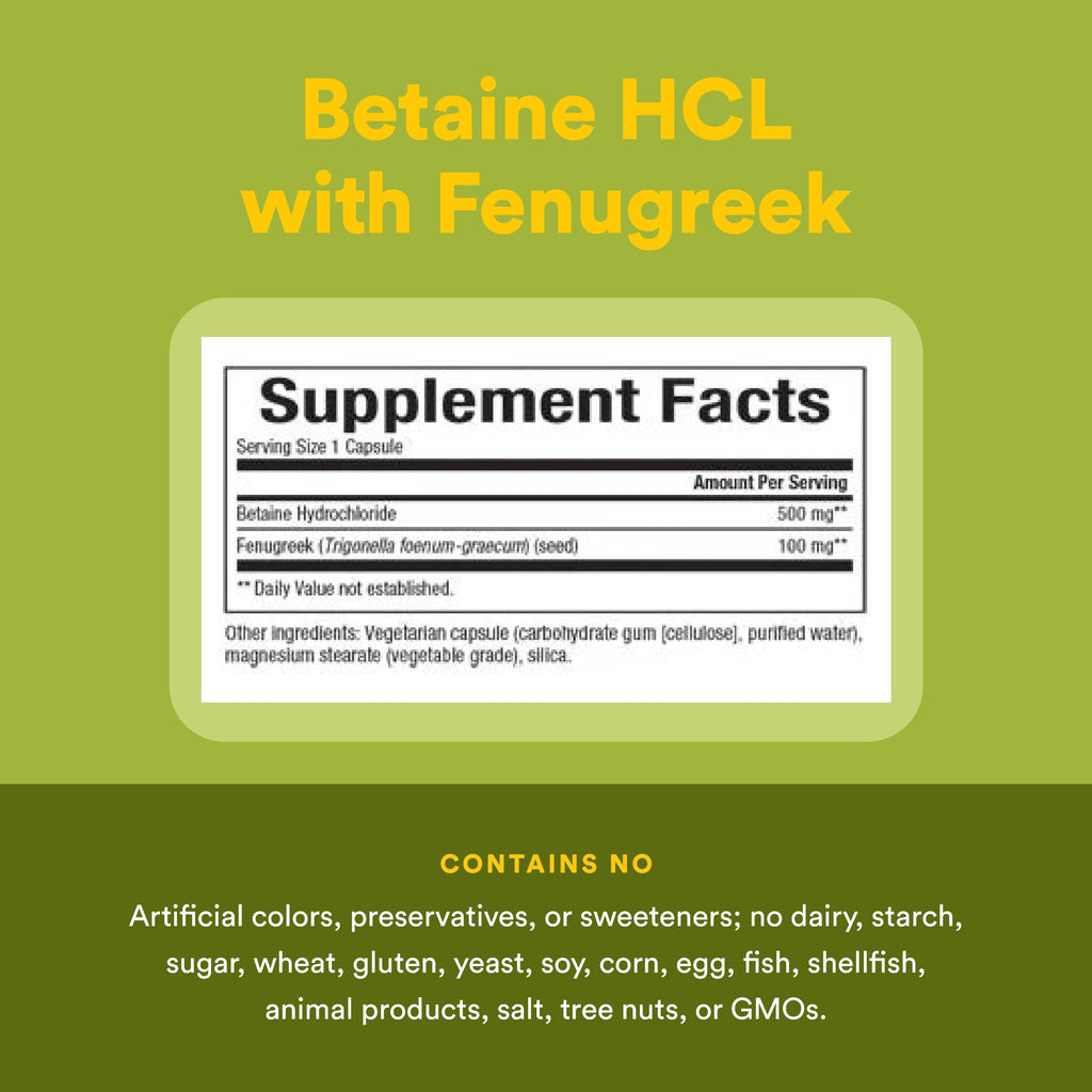 Natural Factors - Betaine Hydrochloride with Fenugreek, 90 v-caps