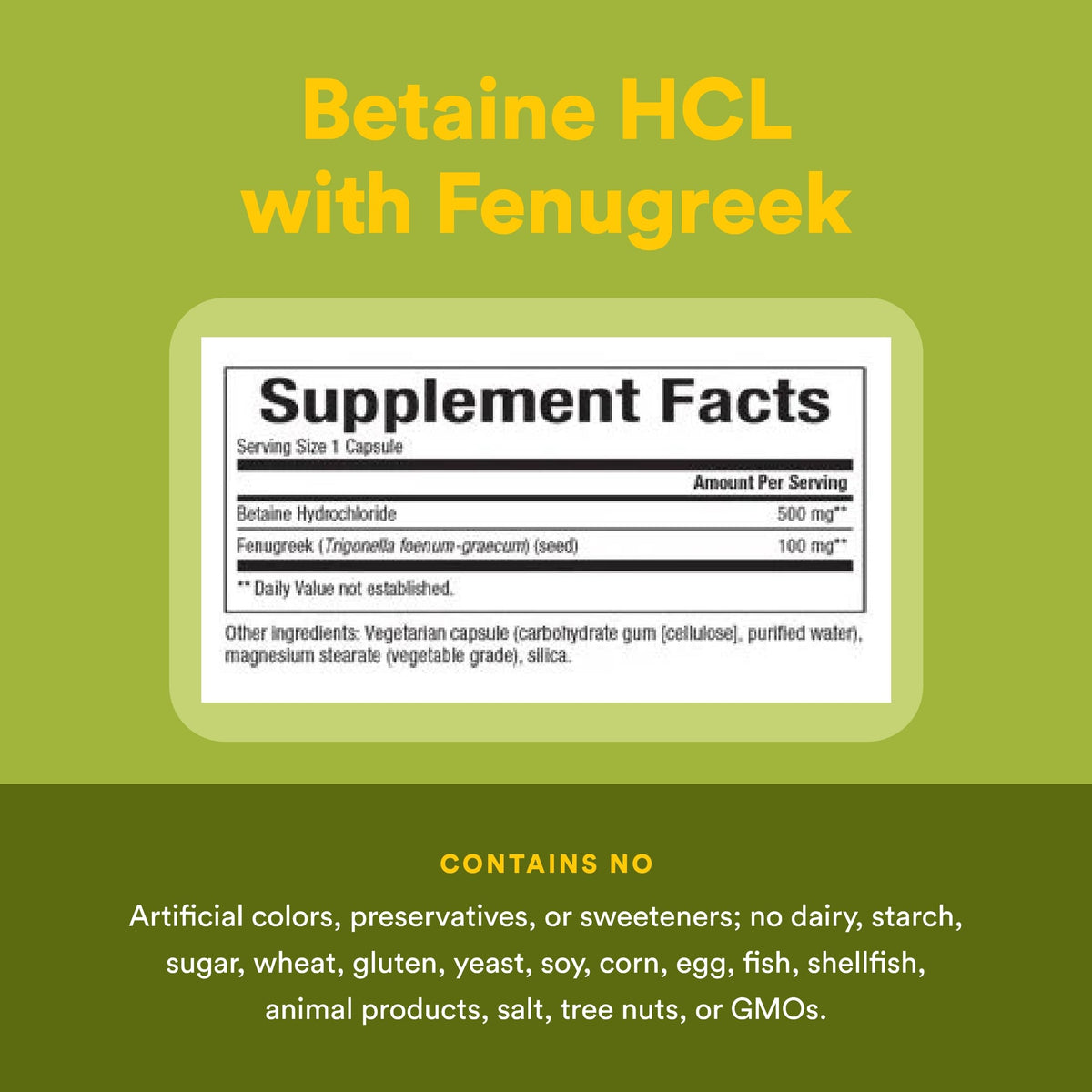 Natural Factors - Betaine Hydrochloride with Fenugreek, 90 v-caps