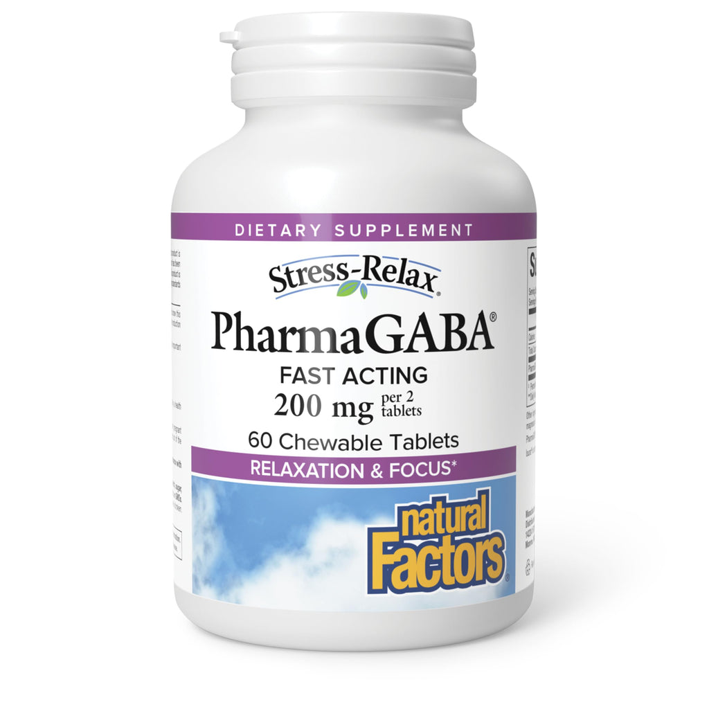 Natural Factors Stress-Relax Chewable Gaba 100 milligrams, Tropical Fruit Flavor, 60 Tablets (30 Servings)