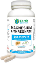 Earth Essentials Magnesium L-Threonate Magtein 2,000 mg per serving144 elemental Magnesium - BONUS Size 150 Veggie Caps (120+30 FREE)