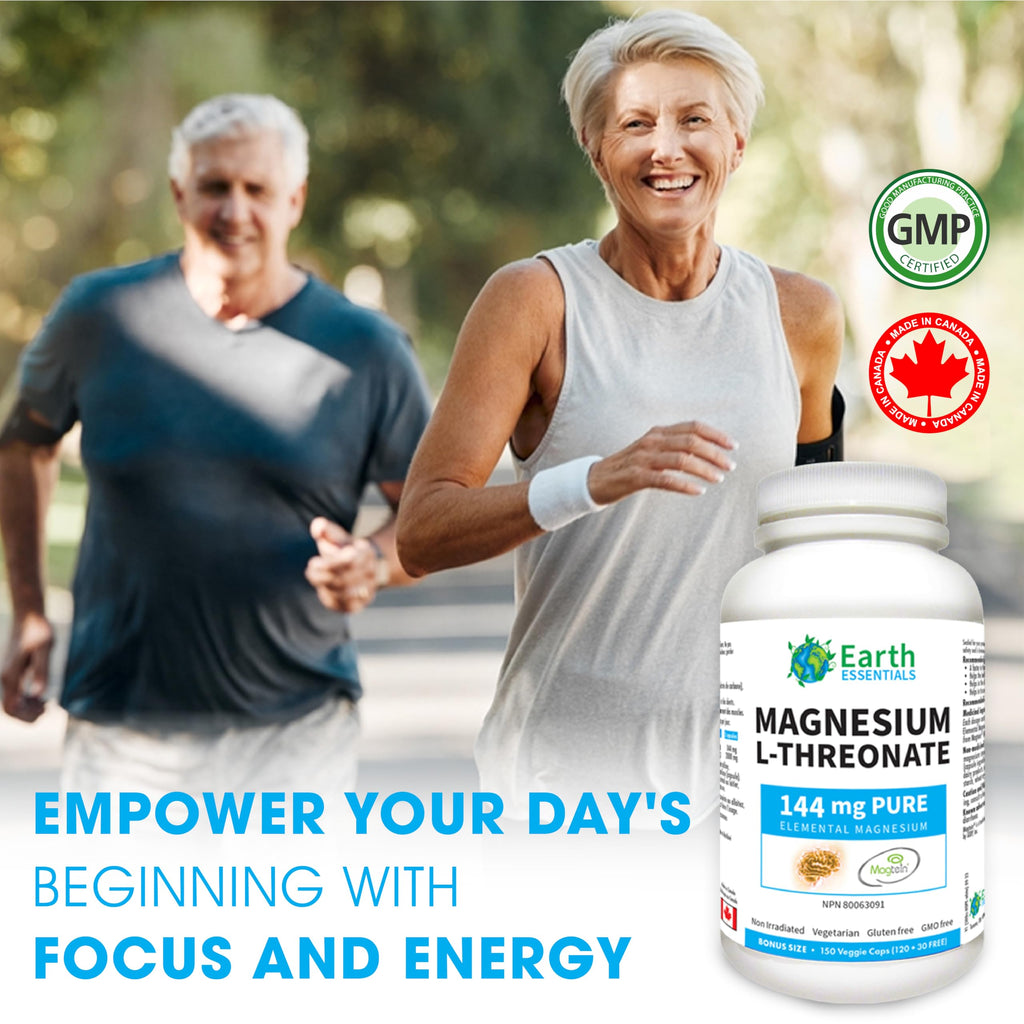 Earth Essentials Magnesium L-Threonate Magtein 2,000 mg per serving144 elemental Magnesium - BONUS Size 150 Veggie Caps (120+30 FREE)