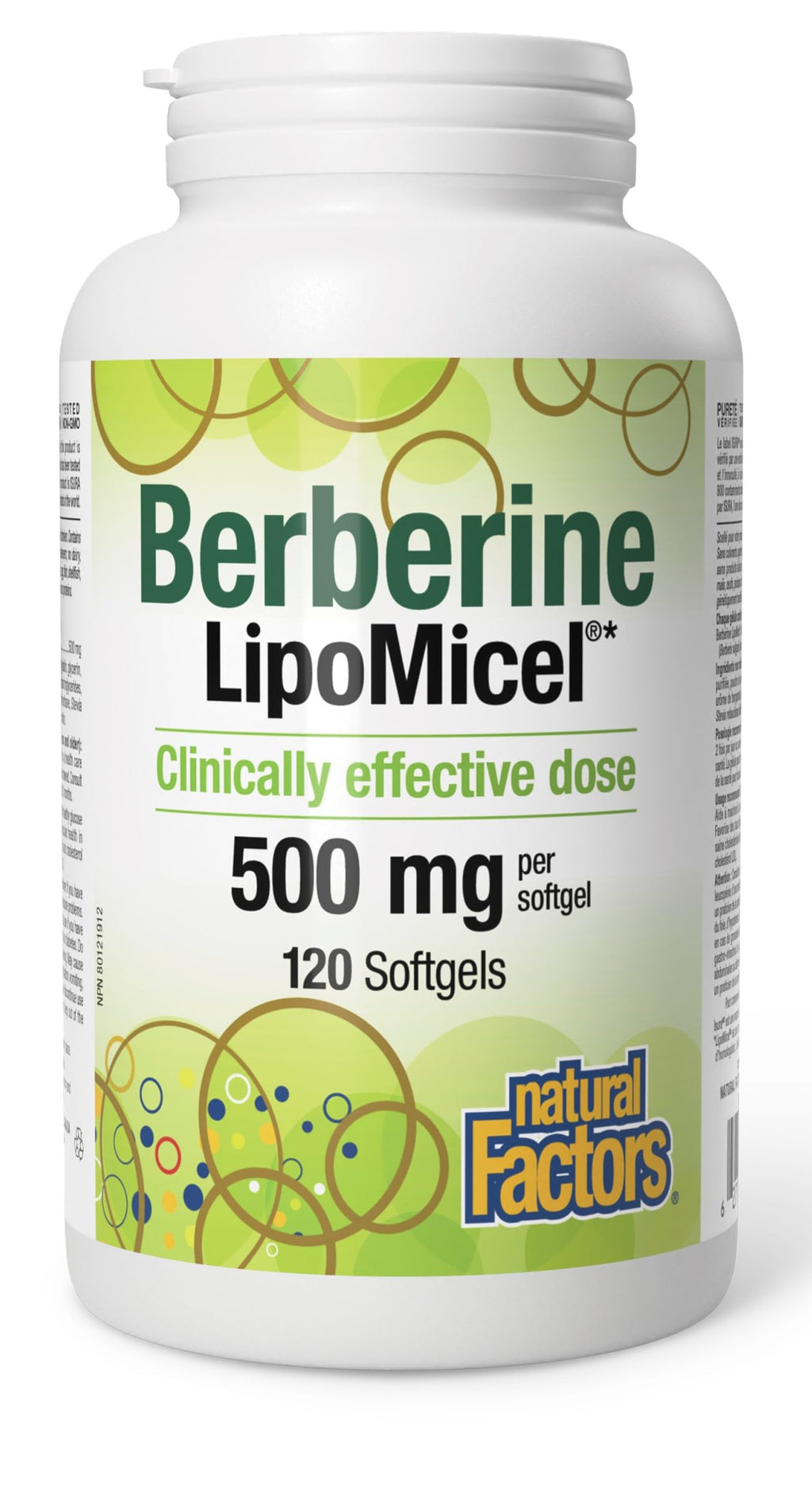 Natural Factors Berberine LipoMicel 500mg - 120 Softgels