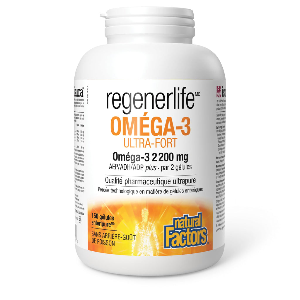 Natural Factors Regenerlife Omega 3 Ultra Strength 150 Enteripure Softgels