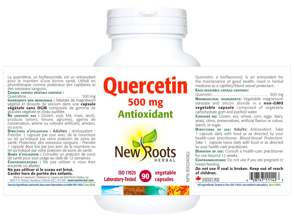 New Roots Herbal - Quercetin Capsules - Plant-Sourced Antioxidant - Maintain Optimal Health, Protects Capillaries, Blood Vessel Support & Circulation - Gluten-Free & Non-GMO