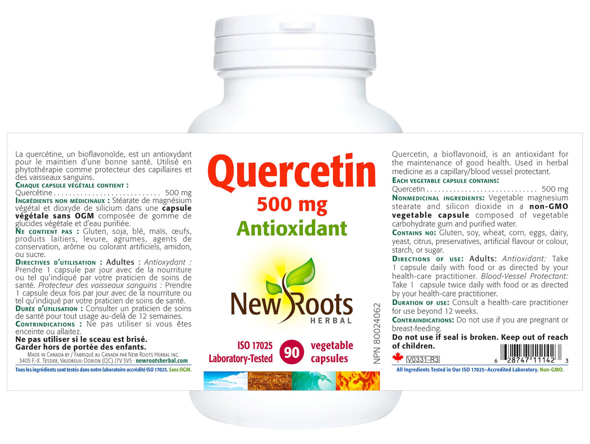 New Roots Herbal - Quercetin Capsules - Plant-Sourced Antioxidant - Maintain Optimal Health, Protects Capillaries, Blood Vessel Support & Circulation - Gluten-Free & Non-GMO