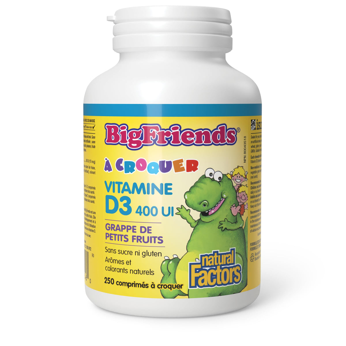 Natural Factors Big Friends Kids Vitamin D 400 IU 250 Chews Berry Bunch