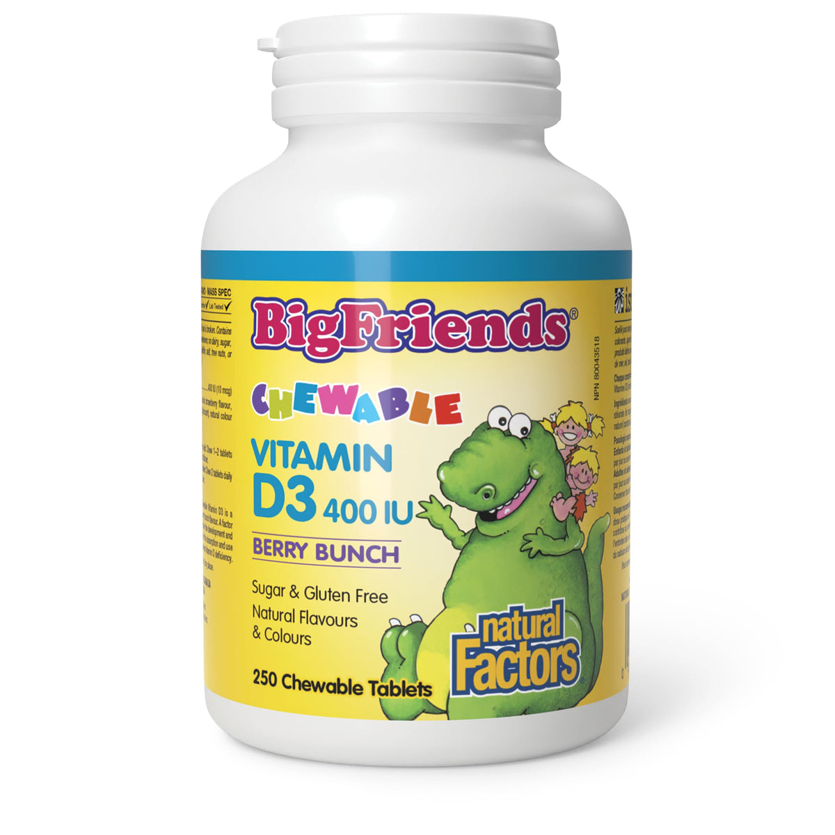 Natural Factors Big Friends Kids Vitamin D 400 IU 250 Chews Berry Bunch