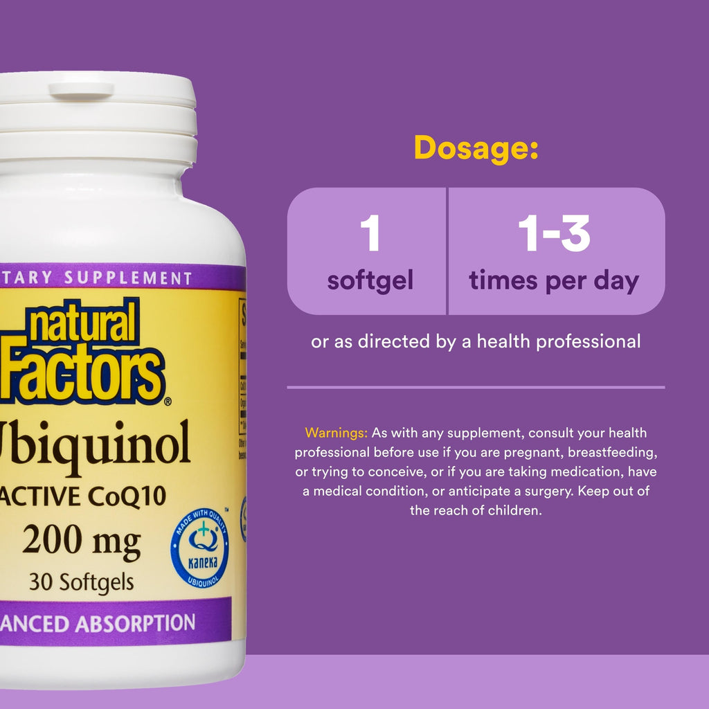 Ubiquinol QH with Active Coq10, 200 mg, 30 Softgels by Natural Factors (Pack of 1)
