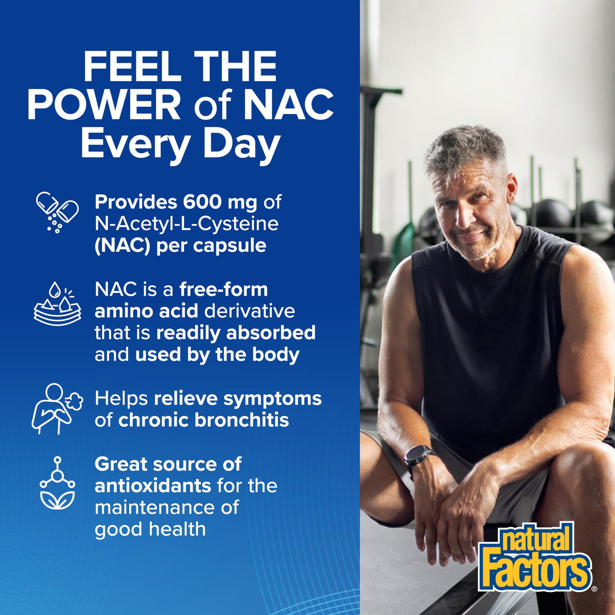 Natural Factors NAC Supplement 600mg 180 Vegetarian Capsules