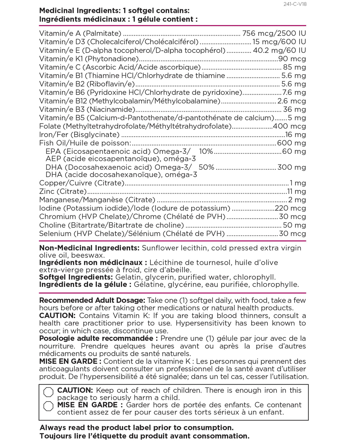 Platinum Naturals - Prenatal Easymulti | Once a day | Enriched with DHA
